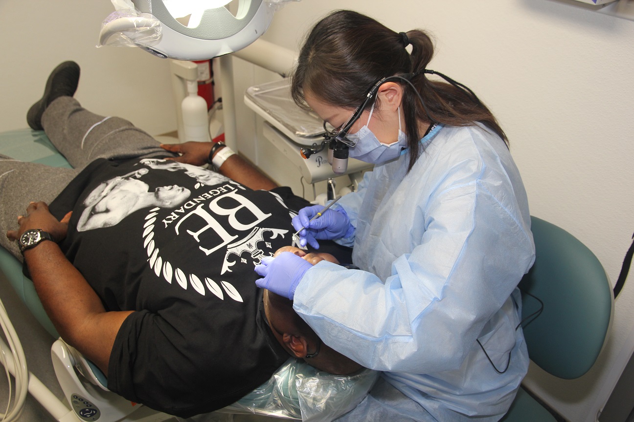 man getting dental exam